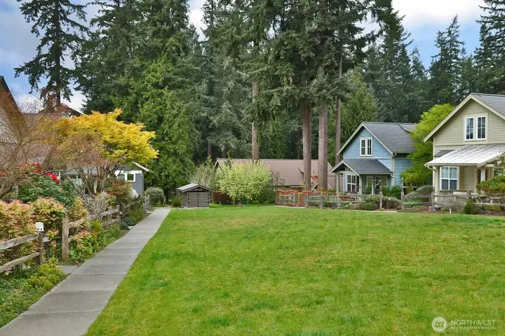 Overlooking the community lawn.
