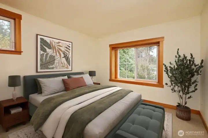 Primary Bedroom, virtually staged.