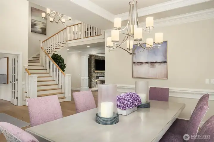 Sweep guests into the elegant dining area right off the foyer.