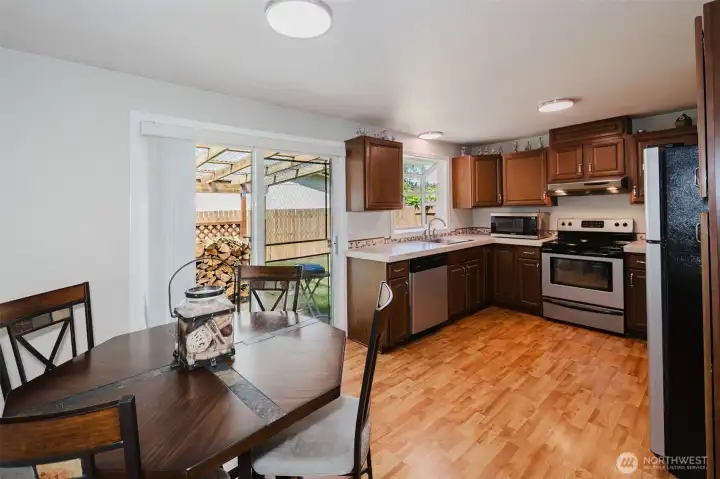 Updated Kitchen with tile features and garden window