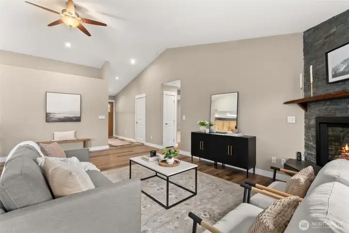 Main floor living with gas fireplace & new updated flooring. Main floor living with gas fireplace & new updated flooring.