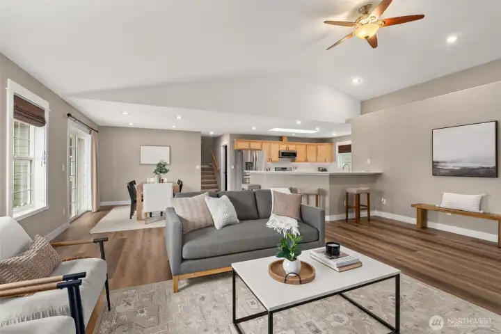 Main floor living with gas fireplace & new updated flooring. Main floor living with gas fireplace & new updated flooring.