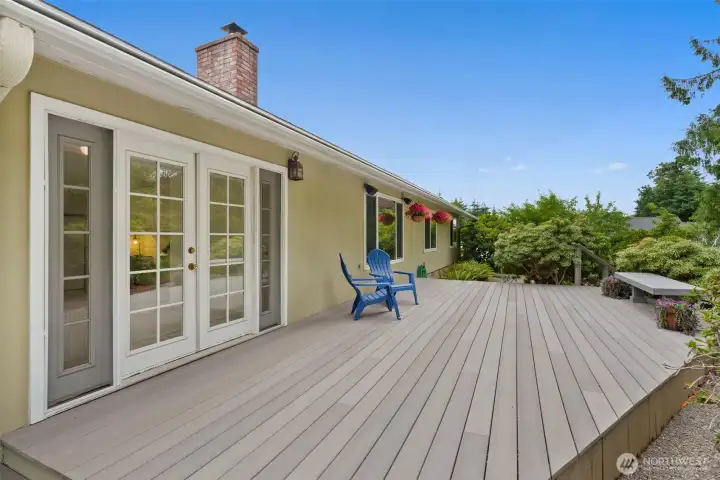French doors open to spacious composite deck. French doors open to spacious composite deck.