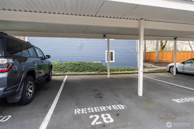 Assigned covered parking space.