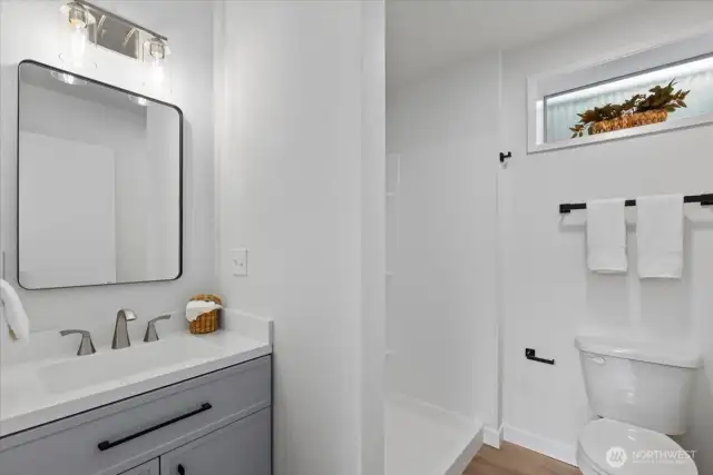 3/4 bathroom on lower level, all brand new.