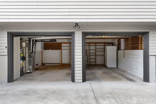 Large two car garage plus oodles of storage.