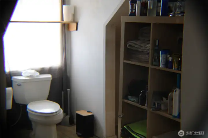 upstairs partially finished bath