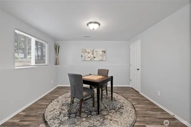 Lot of space on the lower level with a closet for extra storage.