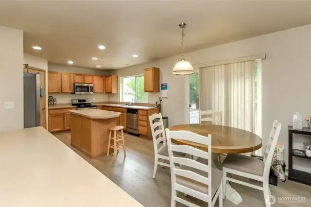 Eat in kitchen with built in butlers pantry for extra storage and prep space.