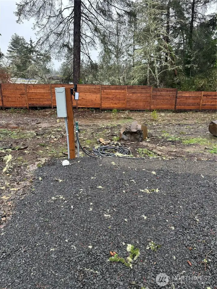 RV hookup w/ 110 power and waste dump