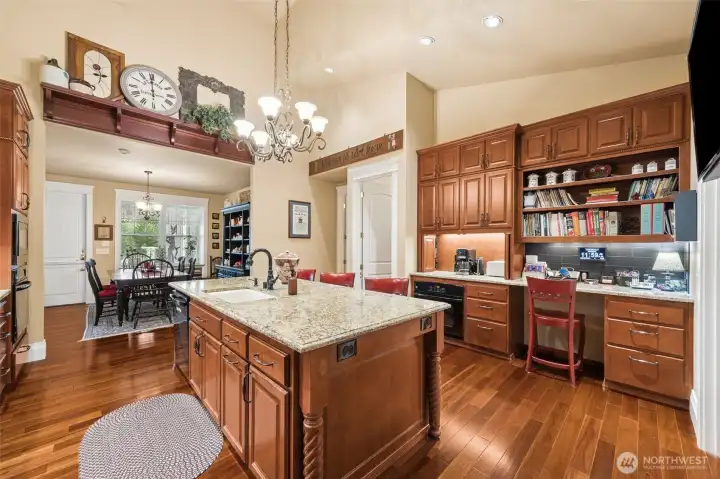 Large island with quartz countertop