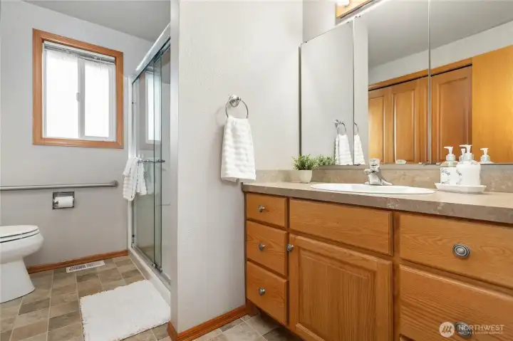 Bathroom - large glass door shower