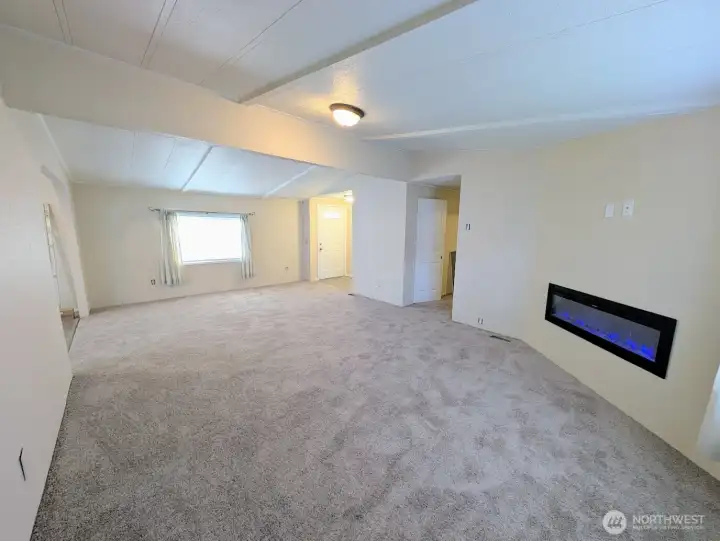 Fireplace has blower & several modes to customize to your preference.