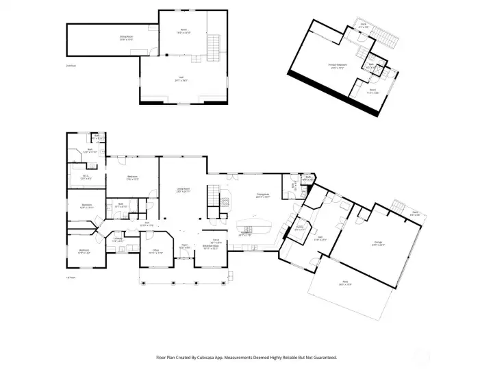 Floorplan - Main floor, Second Floor, and ADU (top right).