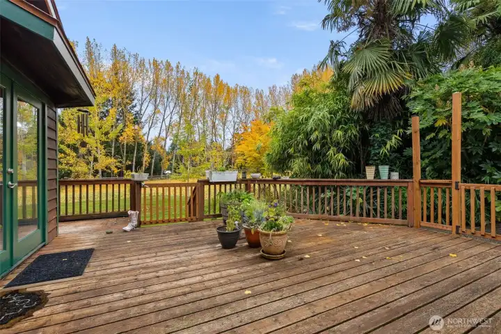 Large deck overlooking the pastures