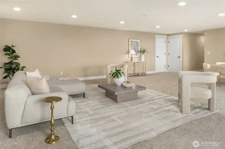 The spacious rec room functions beautifully as a secondary living area—perfect for a media room, playroom, or whatever best suits your lifestyle.