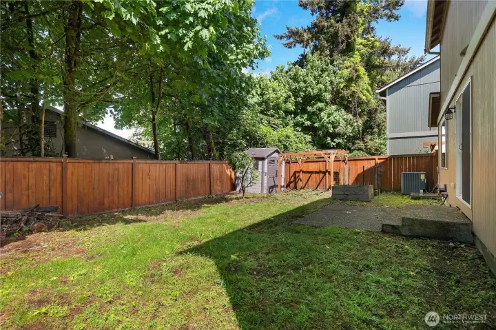 Fully fenced back yard | Heat Pump Fully fenced back yard | Heat Pump