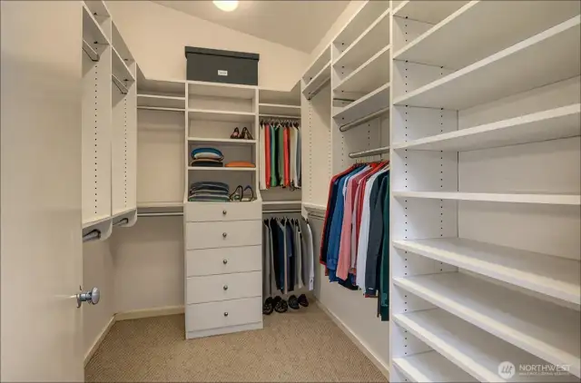 Spacious primary closet - virtually staged