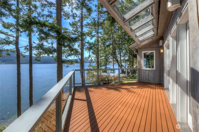Upper deck off of Great Room looking north up East Sound to Rosario Mansion