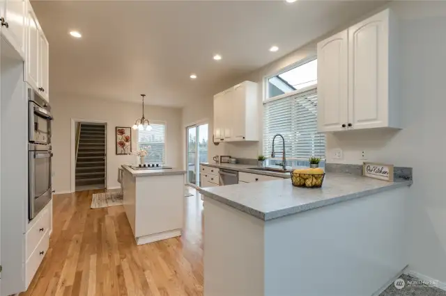 Bright kitchen with newer appliances (less than a year old).