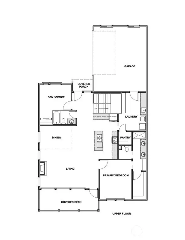 Main level living with great room concept design.