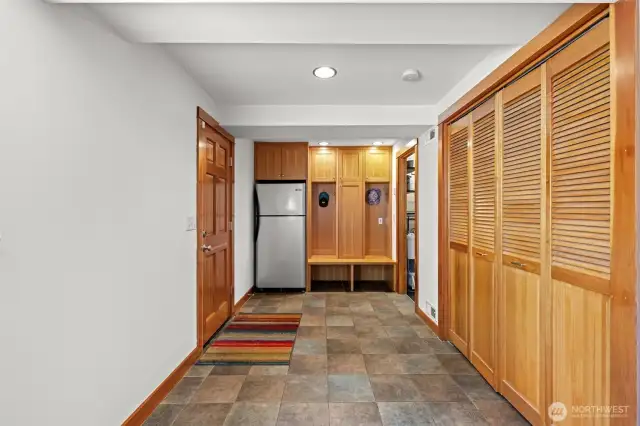 Wonderful Mudroom and Beverage or 2nd Fridge & more storage