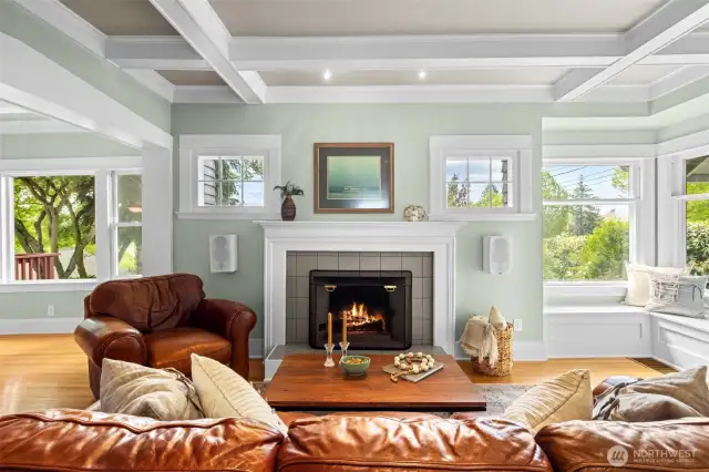 Beautiful coffered beams and trim details