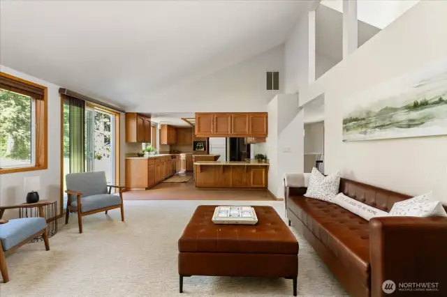 From the living room to the kitchen.