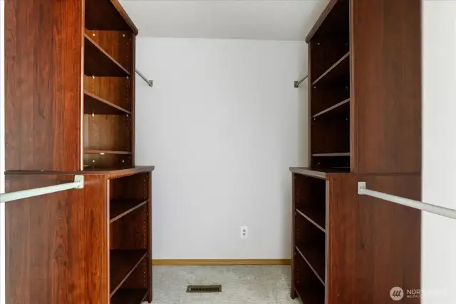 Primary walk-in closet at the entry of the primary suite.