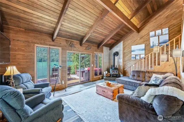 Main deck access from the great room offers seamless indoor/outdoor living.