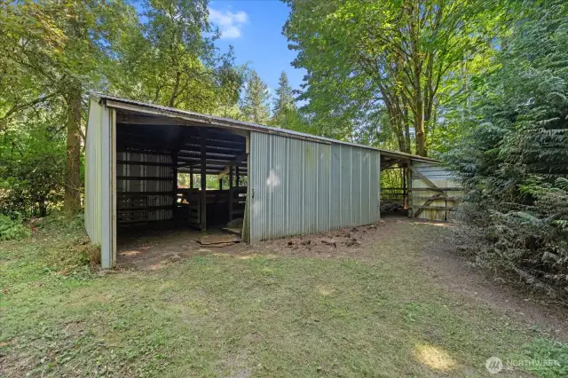 Barn with metal roof.