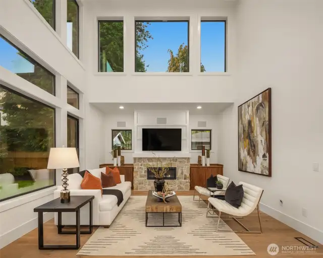 2-story great room that overlooks the private backyard