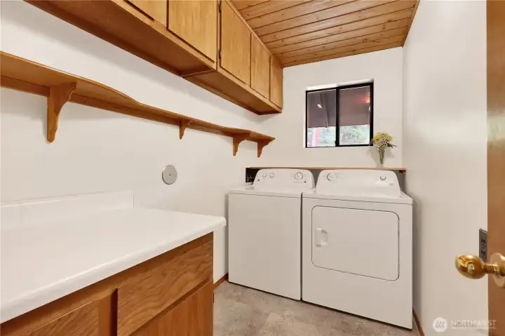 Laundry room off the kitchen and across the hall from the bedroom. Plumbing to add a sink!