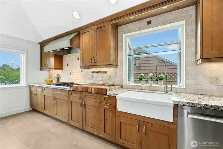 Bosch dishwasher next to farmhouse sink