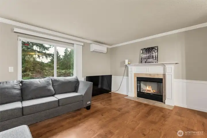 Living Room with wood fireplace