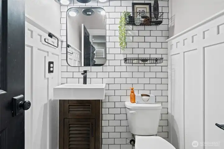 remodeled main floor powder room.
