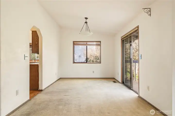 Dining room with sliding door to deck.