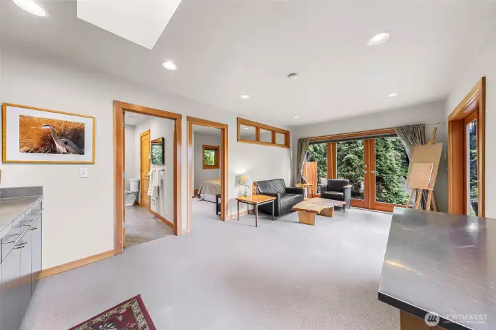 Guest House's sitting area, separate bedroom and ensuite bathroom.