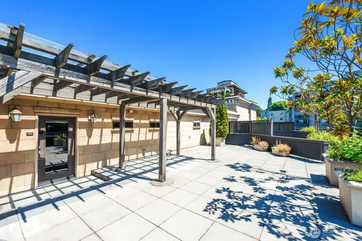 Front door entry and arbor.