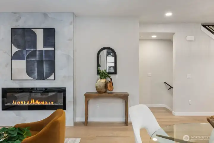 Gas fireplace offering both warmth and refined ambiance.