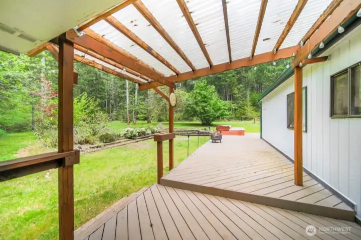 back deck with hot tub