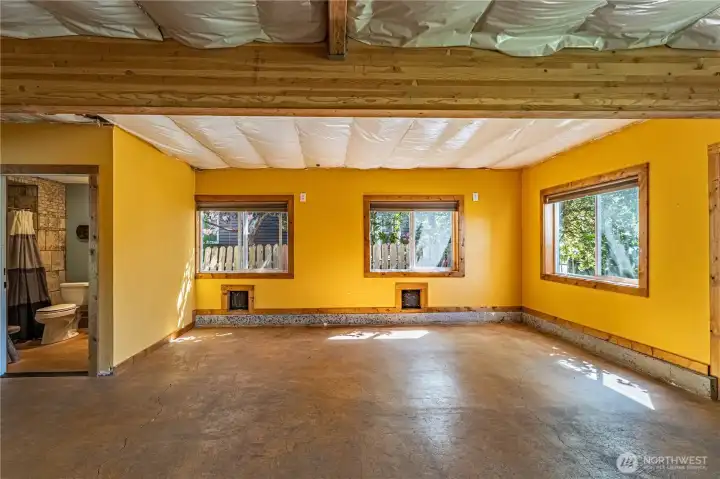Unfinished lower level space