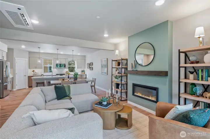 Living rooms with the perfect mix of modern fireplace and rustic wood mantle. Thoughtful extra touches that cant be seen like extra backing above mantel for your flat screen tv mount, and smurf tube to hide the cords! Photos are of model home in the community. Living rooms with the perfect mix of modern fireplace and rustic wood mantle. Thoughtful extra touches that cant be seen like extra backing above mantel for your flat screen tv mount, and smurf tube to hide the cords! Photos are of model home in the community.