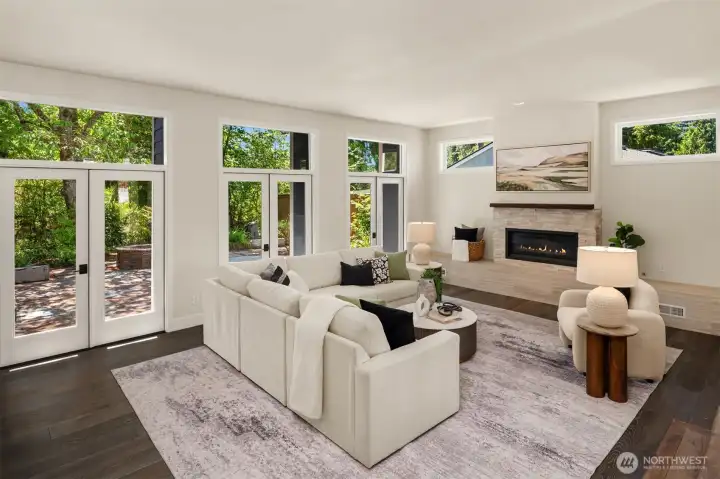 A huge living room offers plenty of space.
