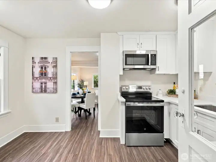 Great corner for a breakfast nook or more pantry shelves Great corner for a breakfast nook or more pantry shelves