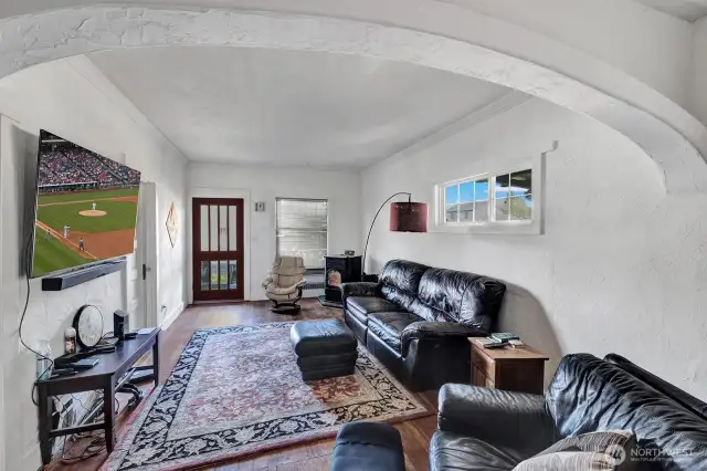 Living Room with pellet stove to cozy up to.