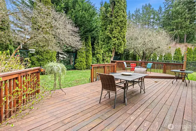 Huge Deck overlooking the backyard.
