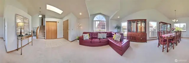 Living room and dining room area