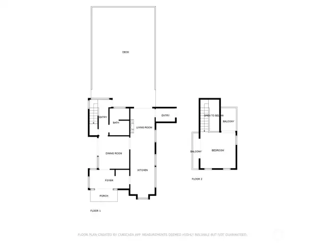 Floor plan for first floor and second floor loft bedroom with rooftop deck