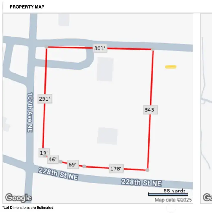 Map with approximate dimensions